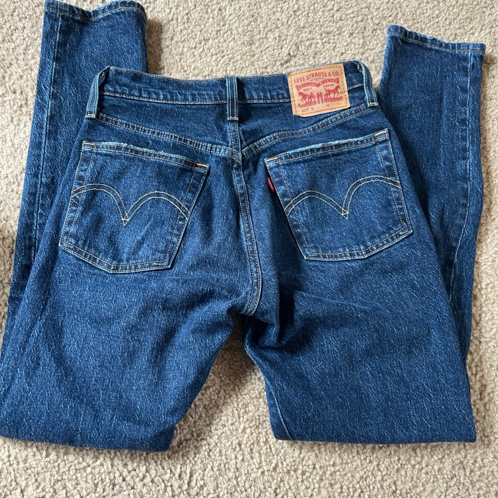 Deadstock dark wash Levi’s 501 jeans
